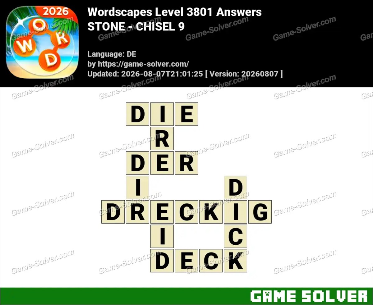 Wordscapes Deutsche Level 3801 Answers — STONE - CHISEL 9 Wordscapes Deutsche Level 3801 Answers — STONE - CHISEL 9