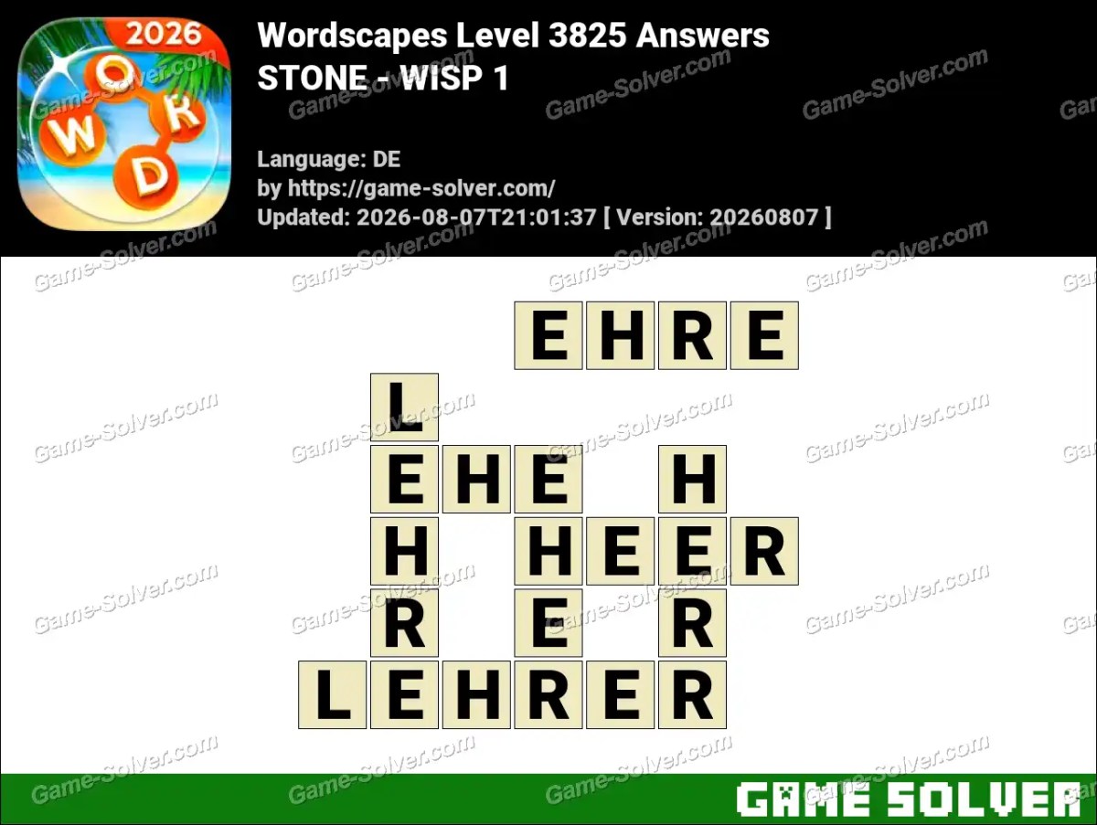 Wordscapes Deutsche Level 3825 Answers — STONE - WISP 1