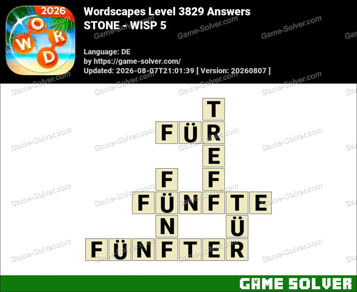 Wordscapes Deutsche Level 3829 Answers — STONE - WISP 5