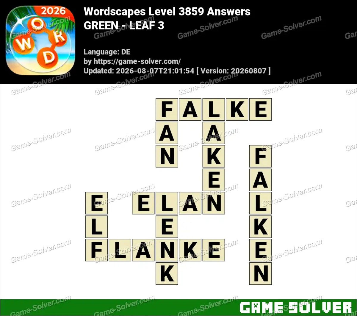 Wordscapes Deutsche Level 3859 Answers — GREEN - LEAF 3