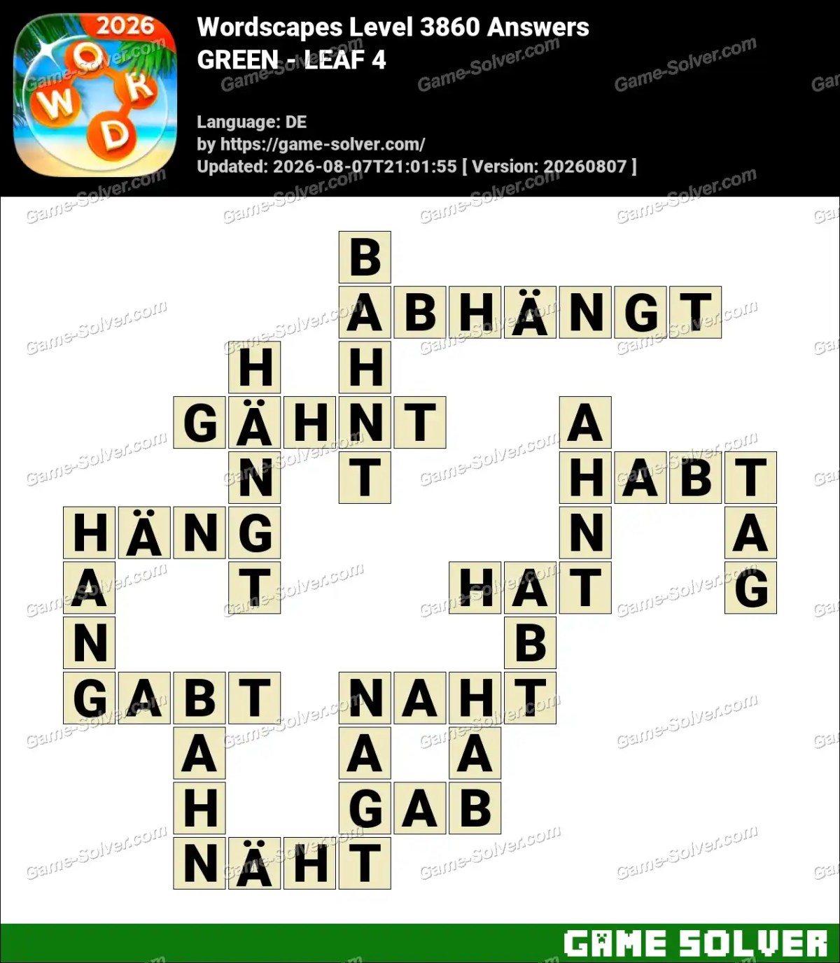 Wordscapes Deutsche Level 3860 Answers — GREEN - LEAF 4
