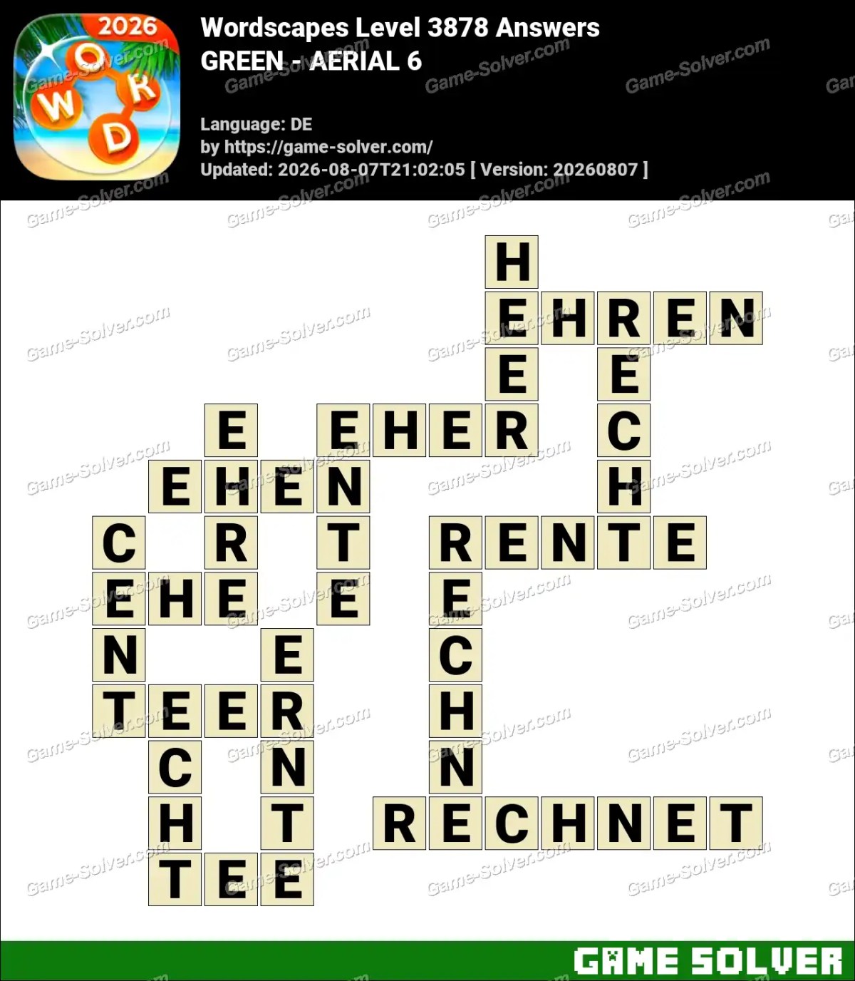 Wordscapes Deutsche Level 3878 Answers — GREEN - AERIAL 6