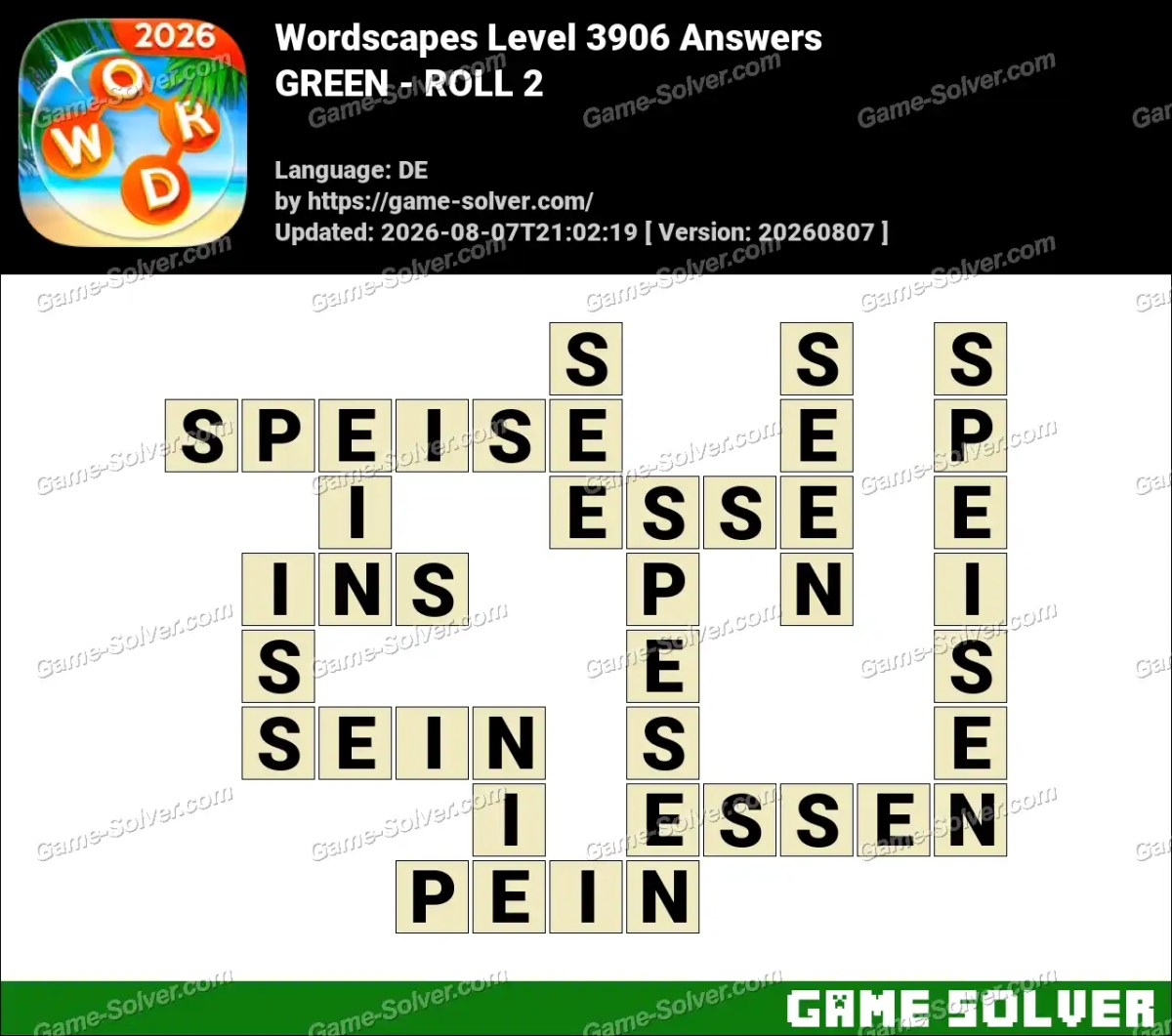 Wordscapes Deutsche Level 3906 Answers — GREEN - ROLL 2 Wordscapes Deutsche Level 3906 Answers — GREEN - ROLL 2