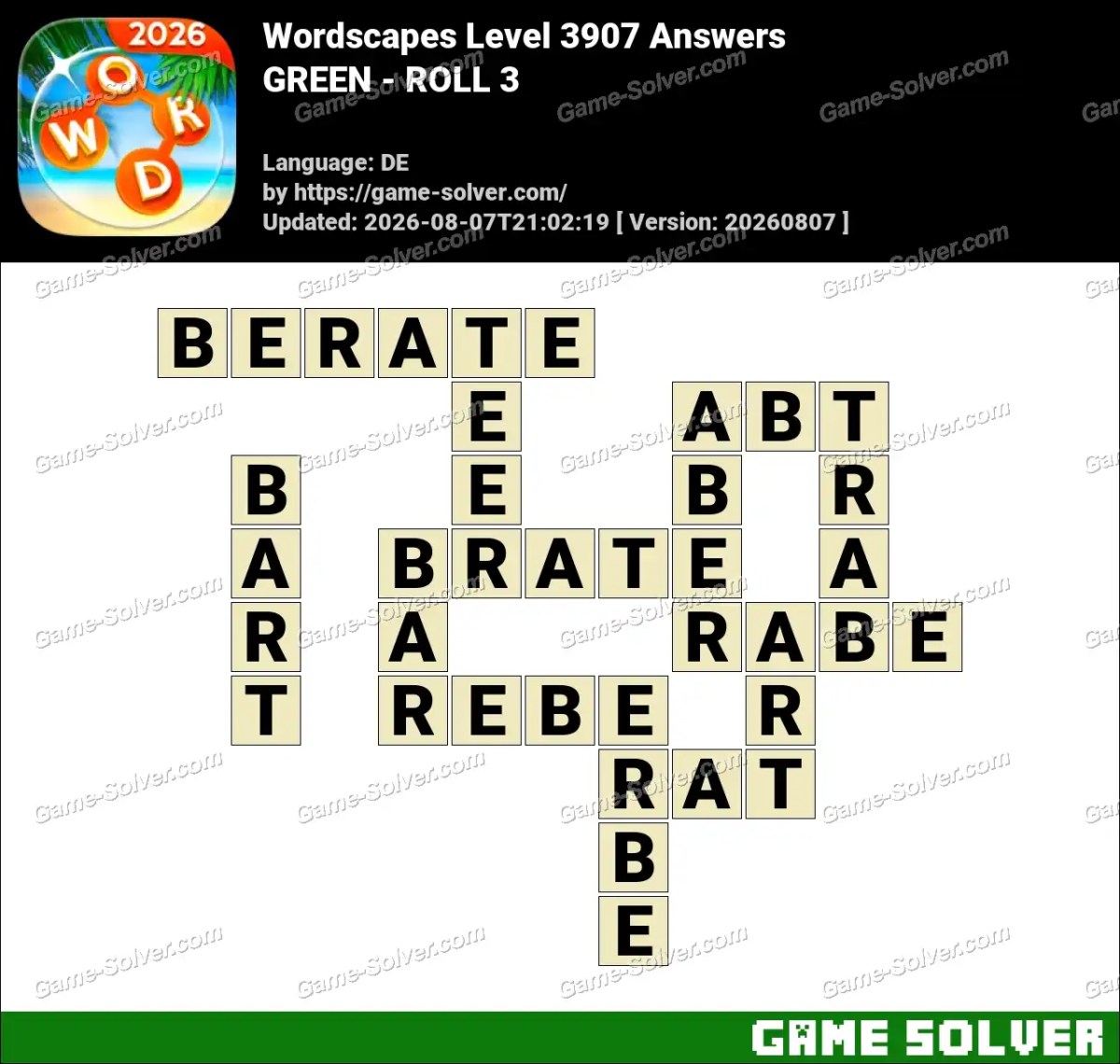 Wordscapes Deutsche Level 3907 Answers — GREEN - ROLL 3 Wordscapes Deutsche Level 3907 Answers — GREEN - ROLL 3