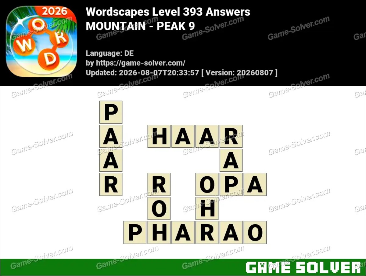 Wordscapes Deutsche Level 393 Answers — MOUNTAIN - PEAK 9 Wordscapes Deutsche Level 393 Answers — MOUNTAIN - PEAK 9