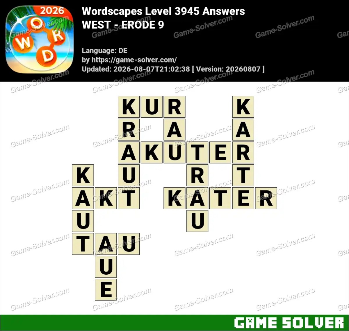 Wordscapes Deutsche Level 3945 Answers — WEST - ERODE 9 Wordscapes Deutsche Level 3945 Answers — WEST - ERODE 9