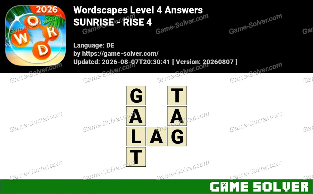 Wordscapes Deutsche Level 4 Answers — SUNRISE - RISE 4 Wordscapes Deutsche Level 4 Answers — SUNRISE - RISE 4