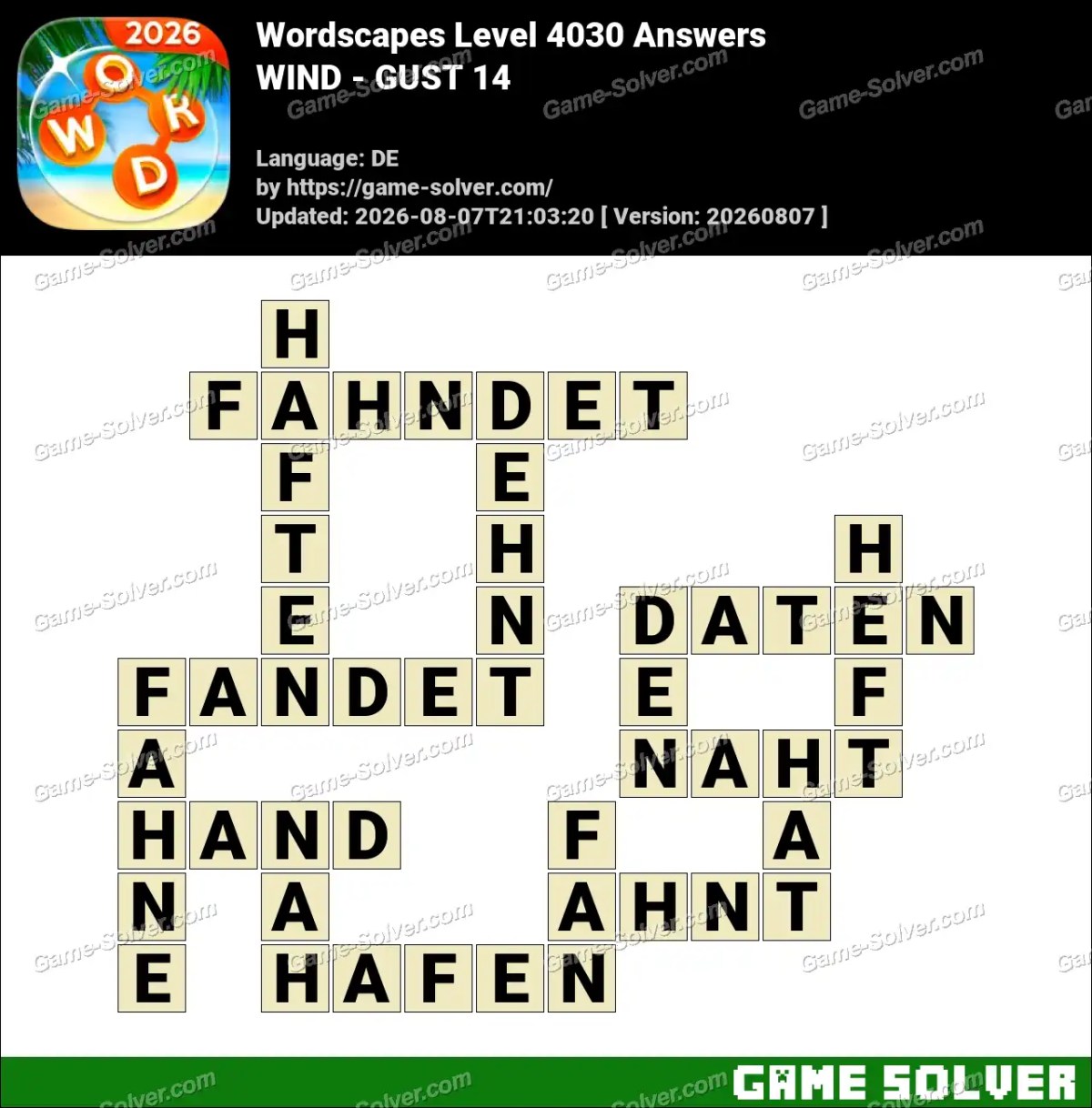 Wordscapes Deutsche Level 4030 Answers — WIND - GUST 14 Wordscapes Deutsche Level 4030 Answers — WIND - GUST 14