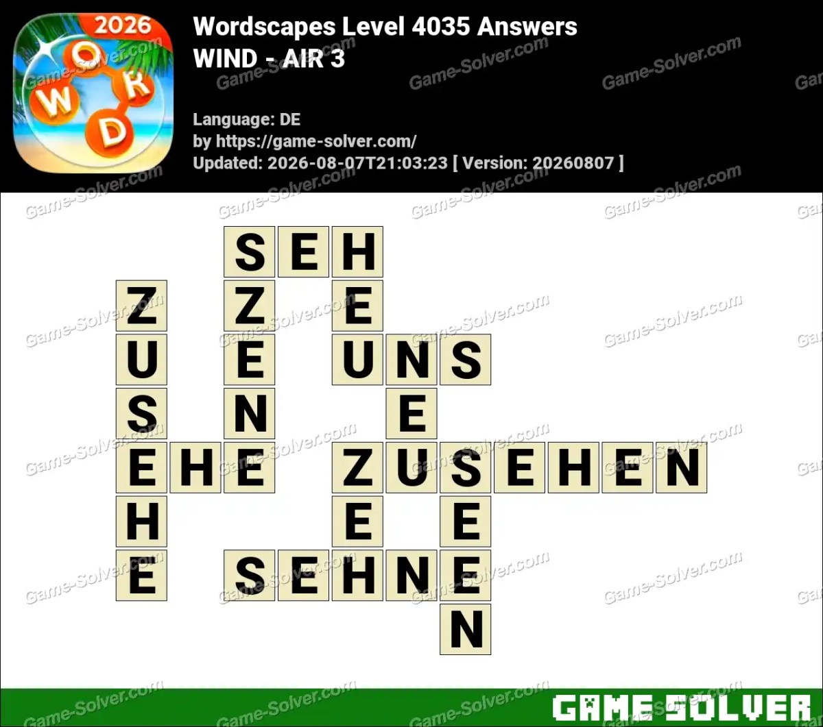 Wordscapes Deutsche Level 4035 Answers — WIND - AIR 3