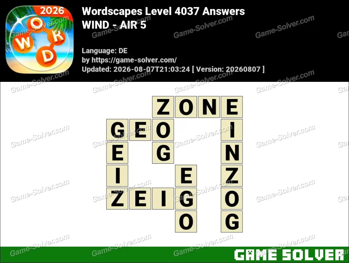 Wordscapes Deutsche Level 4037 Answers — WIND - AIR 5
