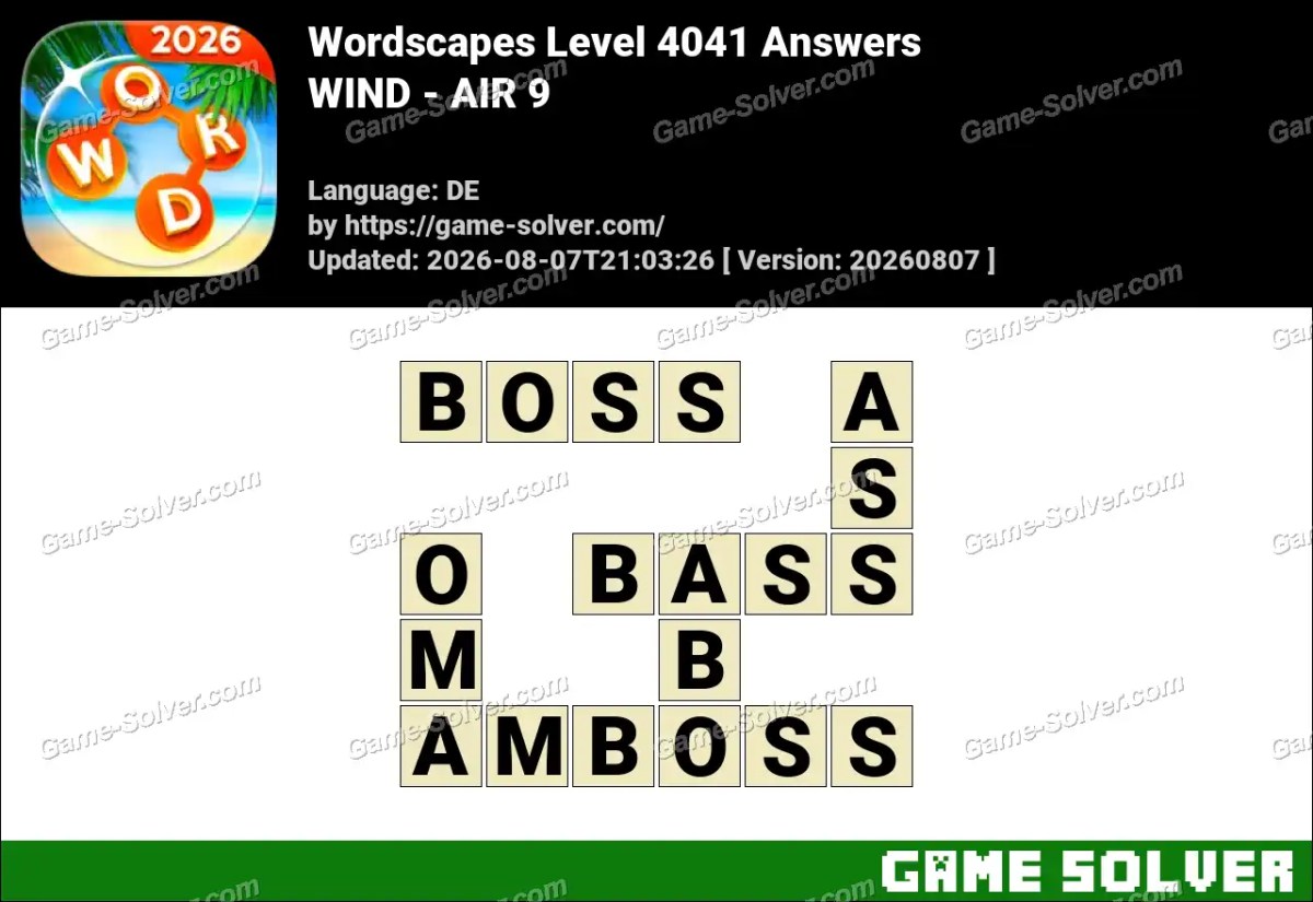 Wordscapes Deutsche Level 4041 Answers — WIND - AIR 9