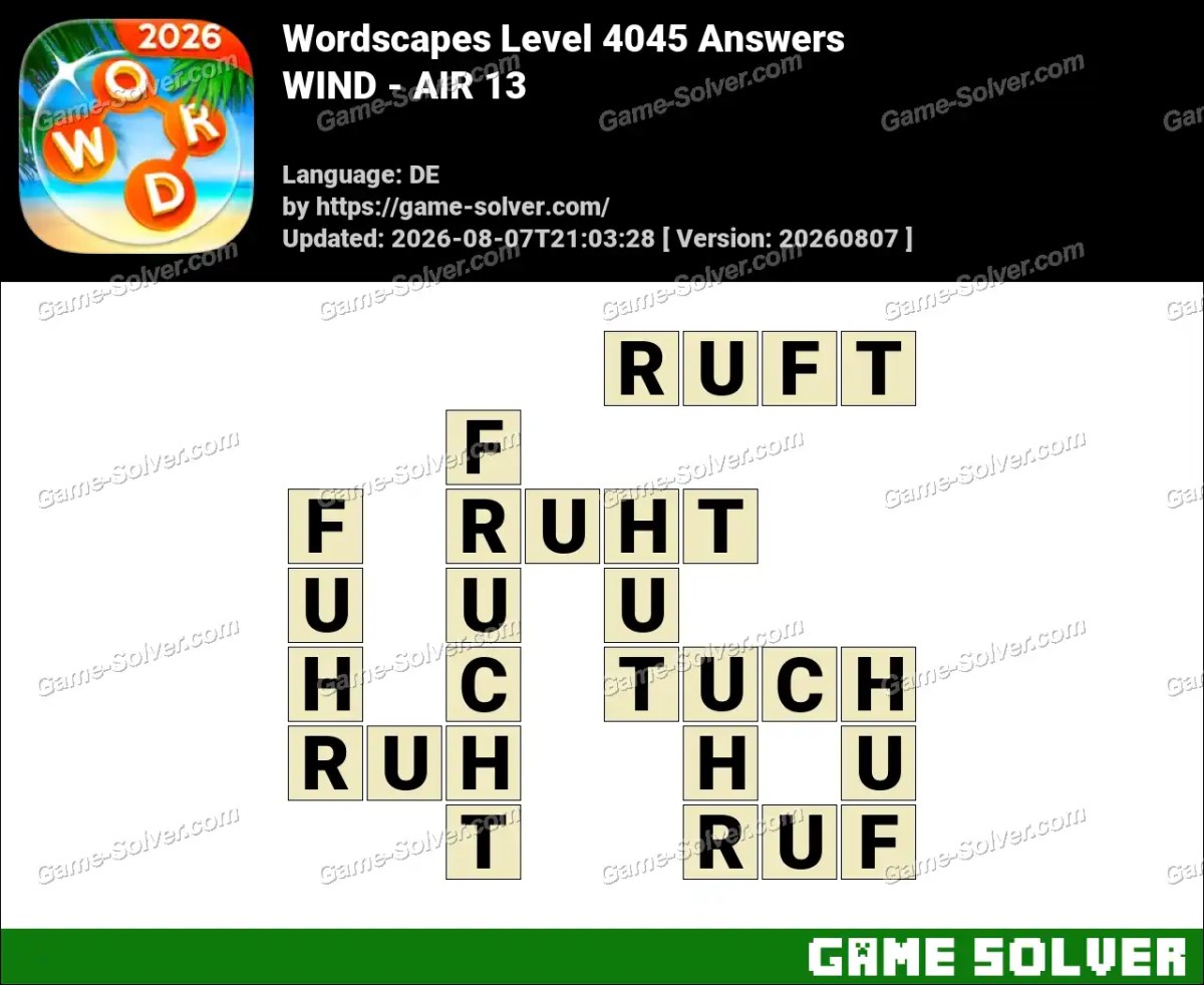Wordscapes Deutsche Level 4045 Answers — WIND - AIR 13