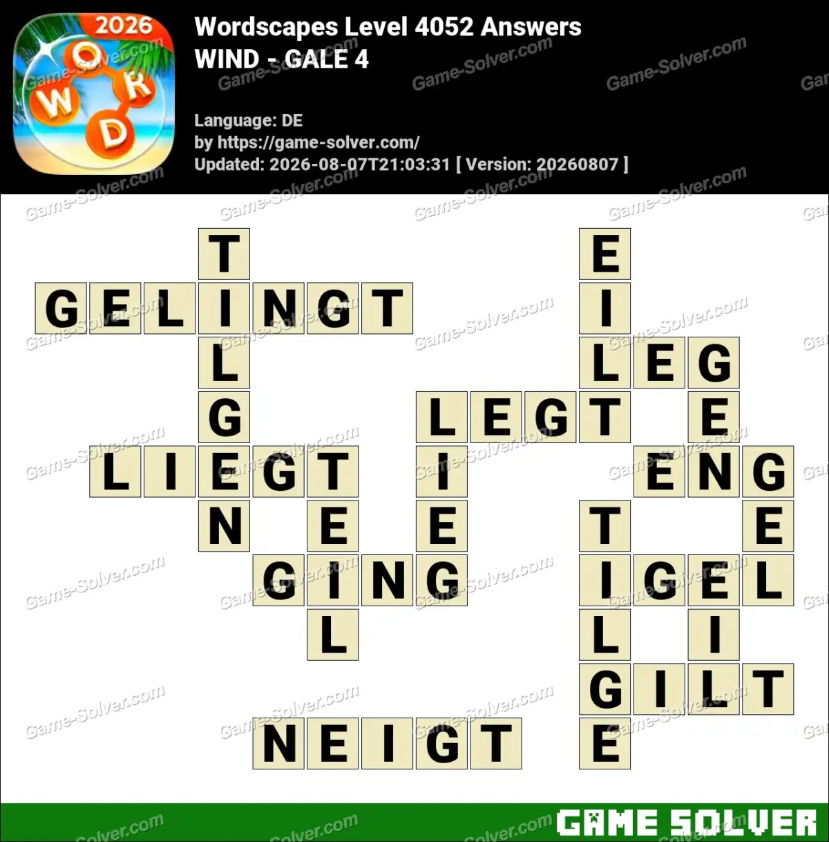 Wordscapes Deutsche Level 4052 Answers — WIND - GALE 4 Wordscapes Deutsche Level 4052 Answers — WIND - GALE 4