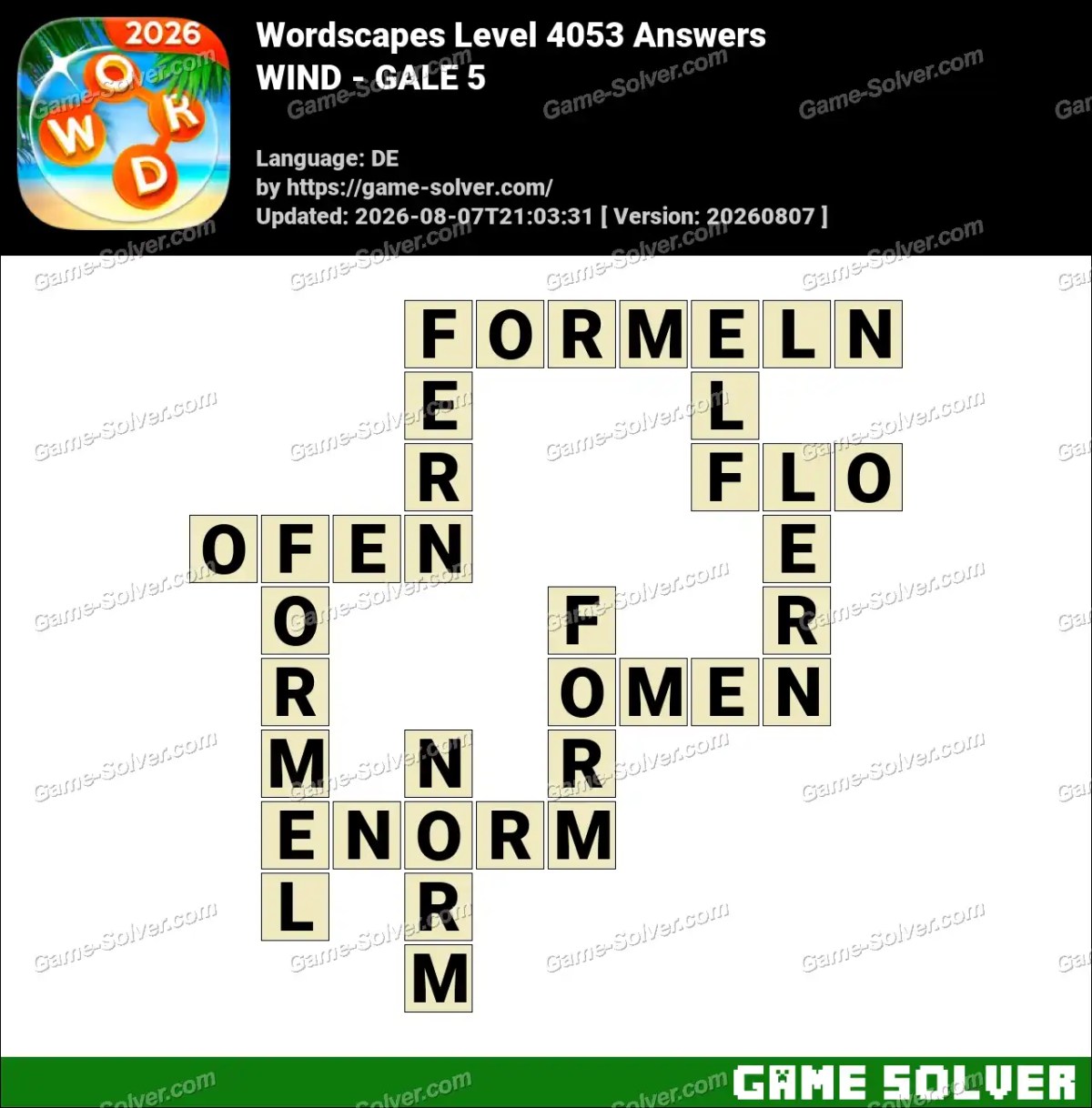 Wordscapes Deutsche Level 4053 Answers — WIND - GALE 5 Wordscapes Deutsche Level 4053 Answers — WIND - GALE 5