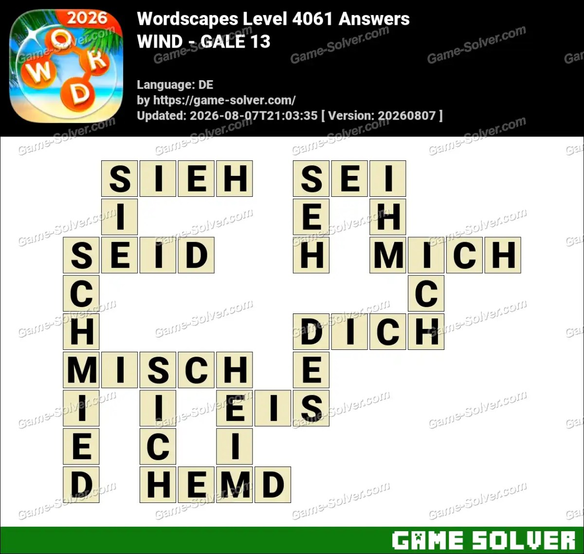 Wordscapes Deutsche Level 4061 Answers — WIND - GALE 13 Wordscapes Deutsche Level 4061 Answers — WIND - GALE 13