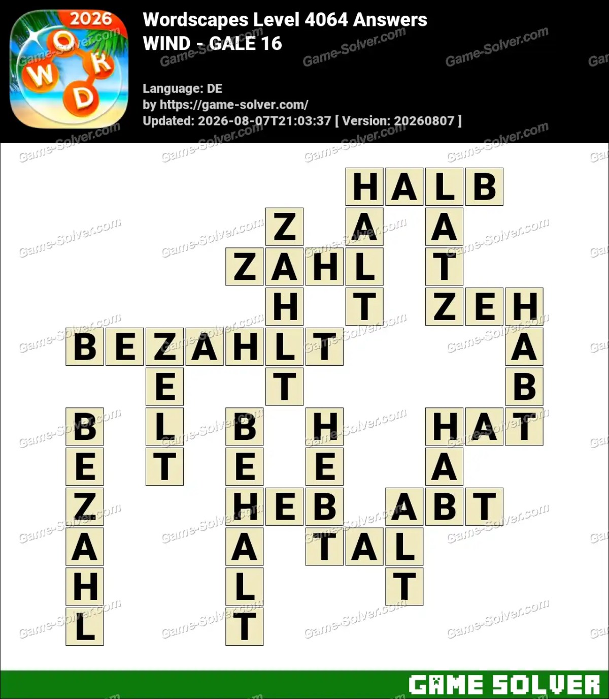 Wordscapes Deutsche Level 4064 Answers — WIND - GALE 16