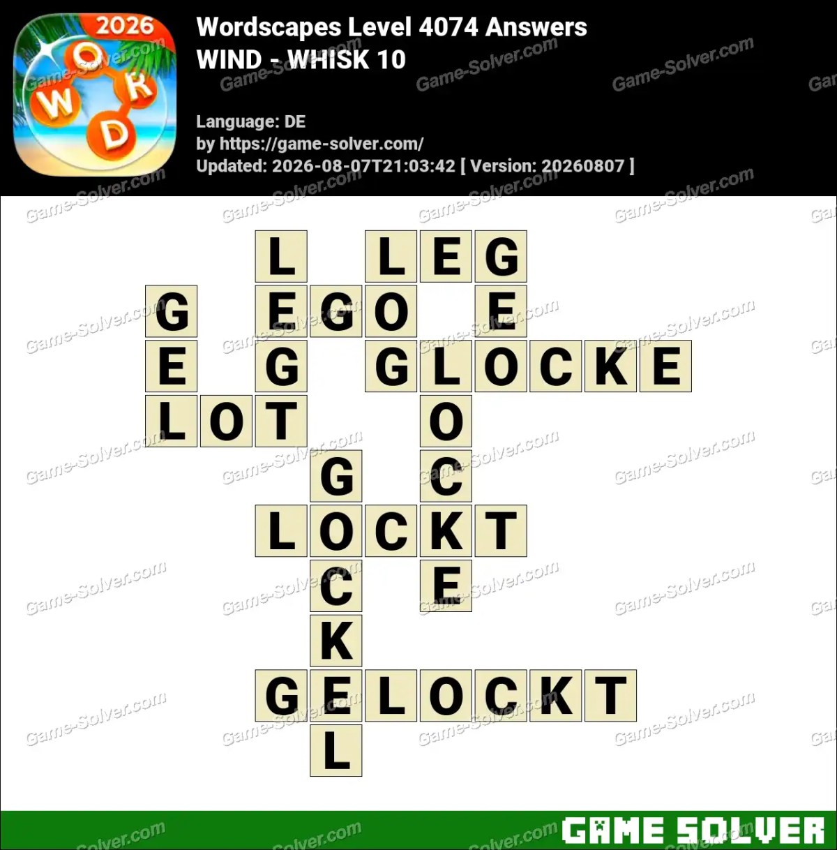 Wordscapes Deutsche Level 4074 Answers — WIND - WHISK 10