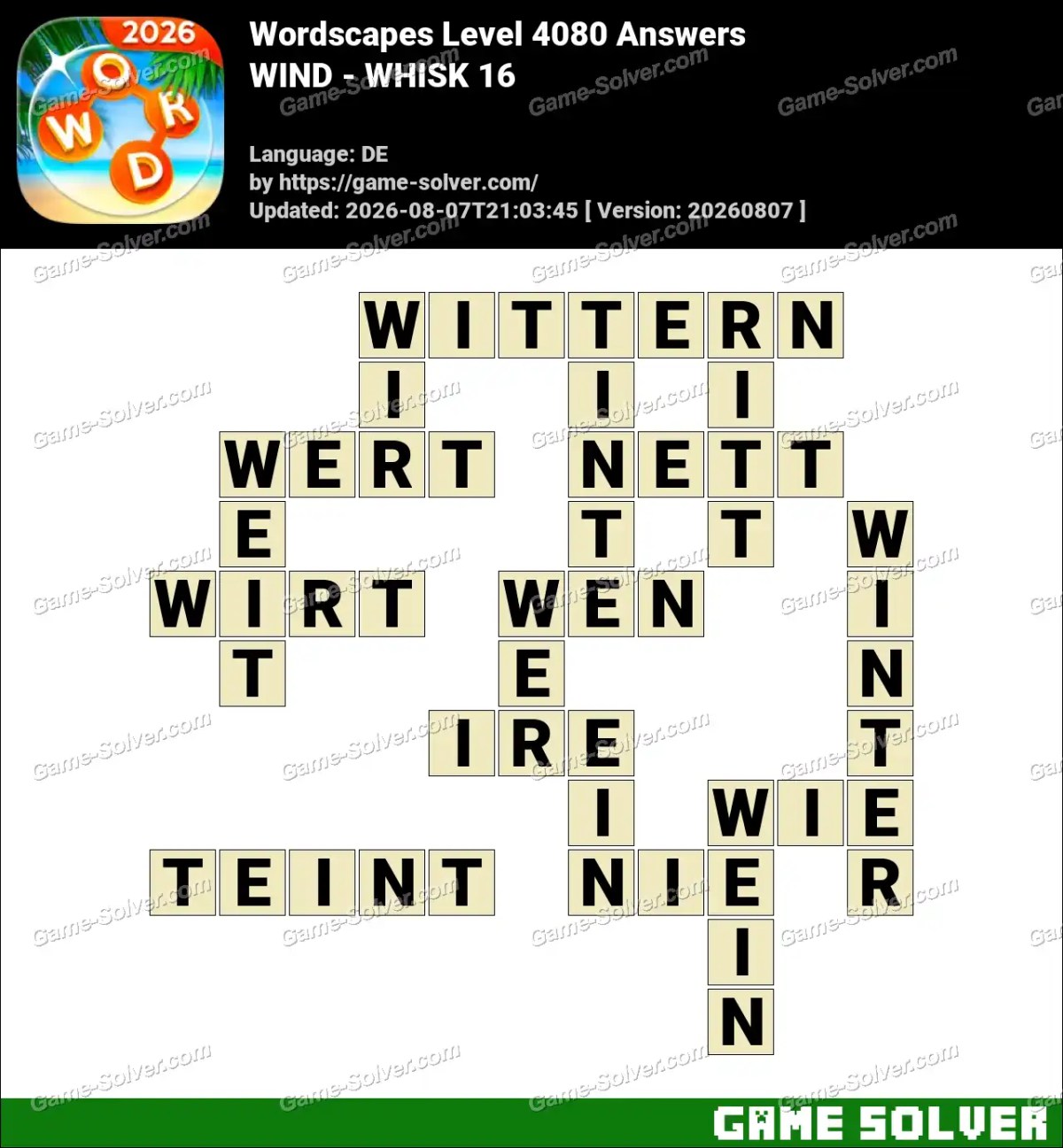 Wordscapes Deutsche Level 4080 Answers — WIND - WHISK 16 Wordscapes Deutsche Level 4080 Answers — WIND - WHISK 16