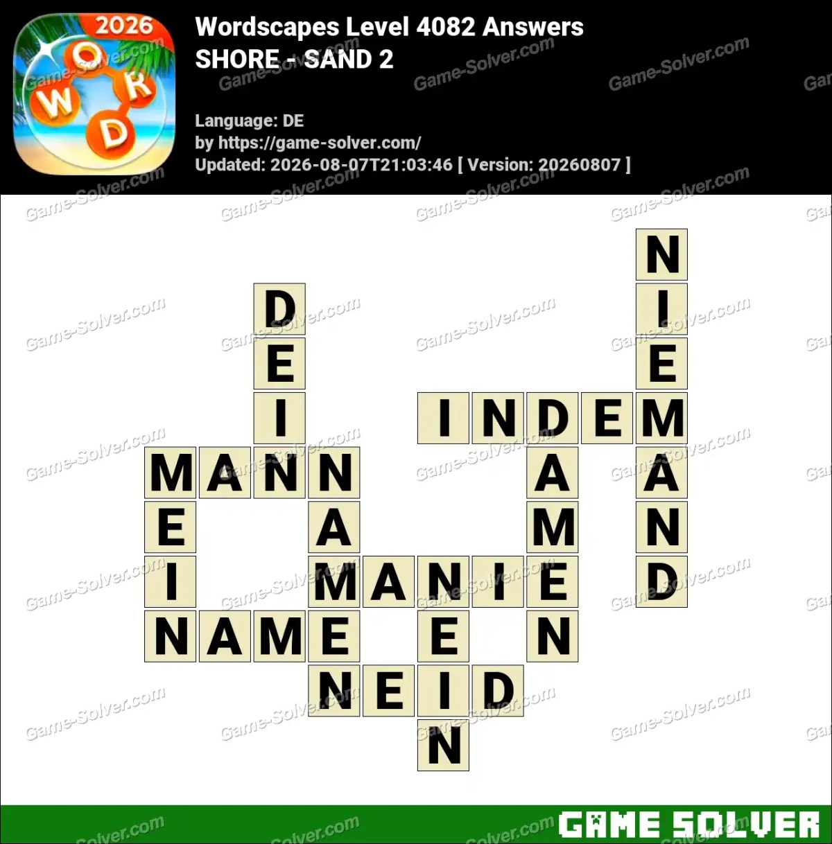 Wordscapes Deutsche Level 4082 Answers — SHORE - SAND 2 Wordscapes Deutsche Level 4082 Answers — SHORE - SAND 2