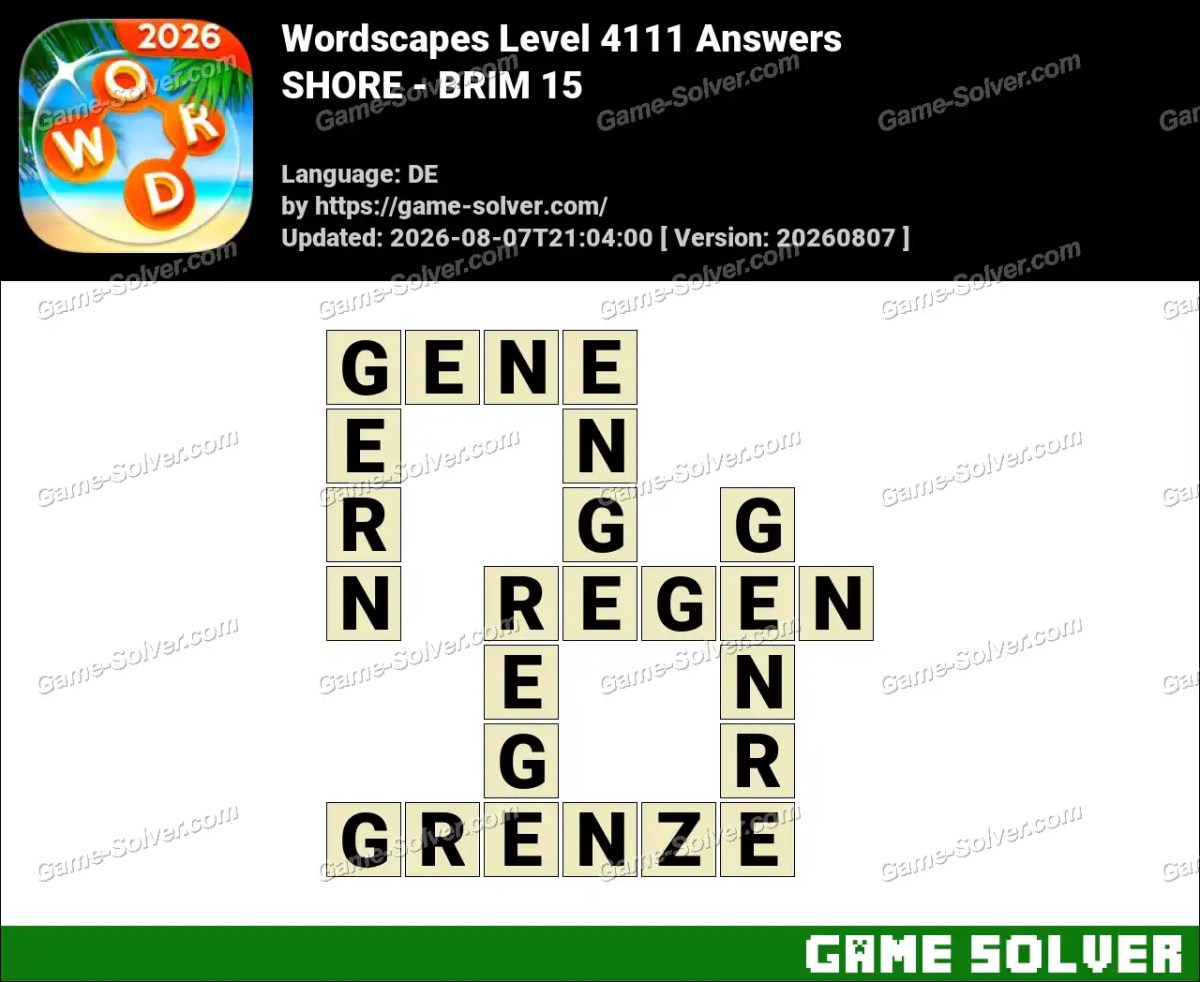 Wordscapes Deutsche Level 4111 Answers — SHORE - BRIM 15 Wordscapes Deutsche Level 4111 Answers — SHORE - BRIM 15