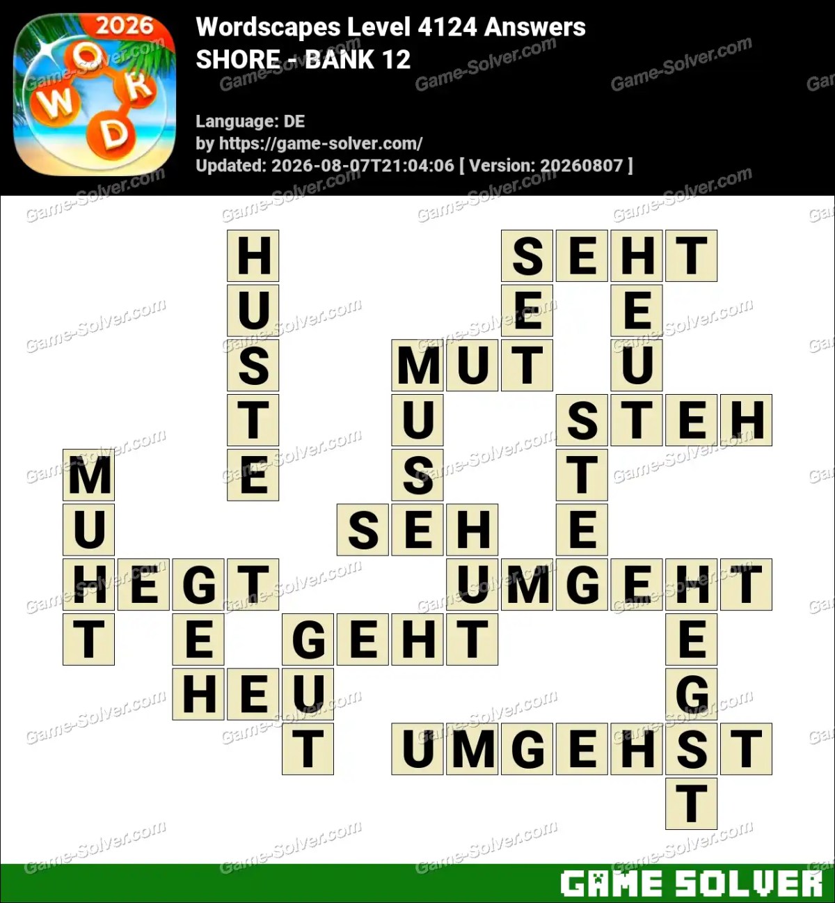 Wordscapes Deutsche Level 4124 Answers — SHORE - BANK 12 Wordscapes Deutsche Level 4124 Answers — SHORE - BANK 12