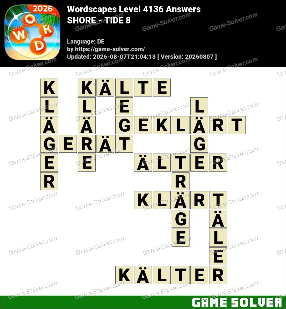 Wordscapes Deutsche Level 4136 Answers — SHORE - TIDE 8