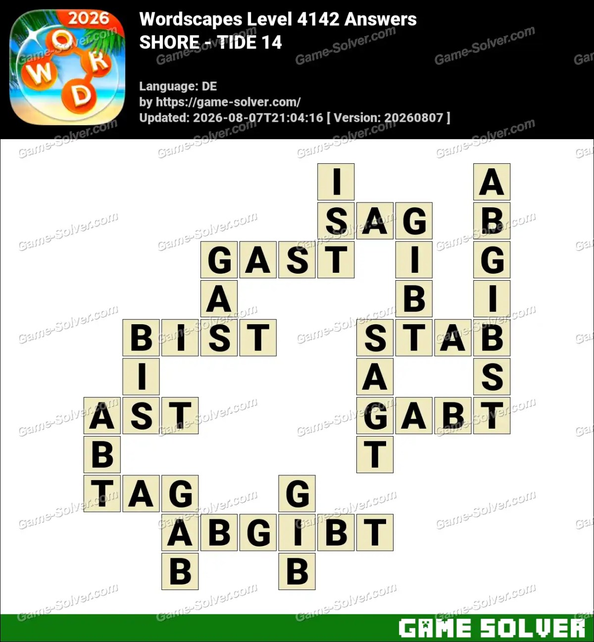 Wordscapes Deutsche Level 4142 Answers — SHORE - TIDE 14