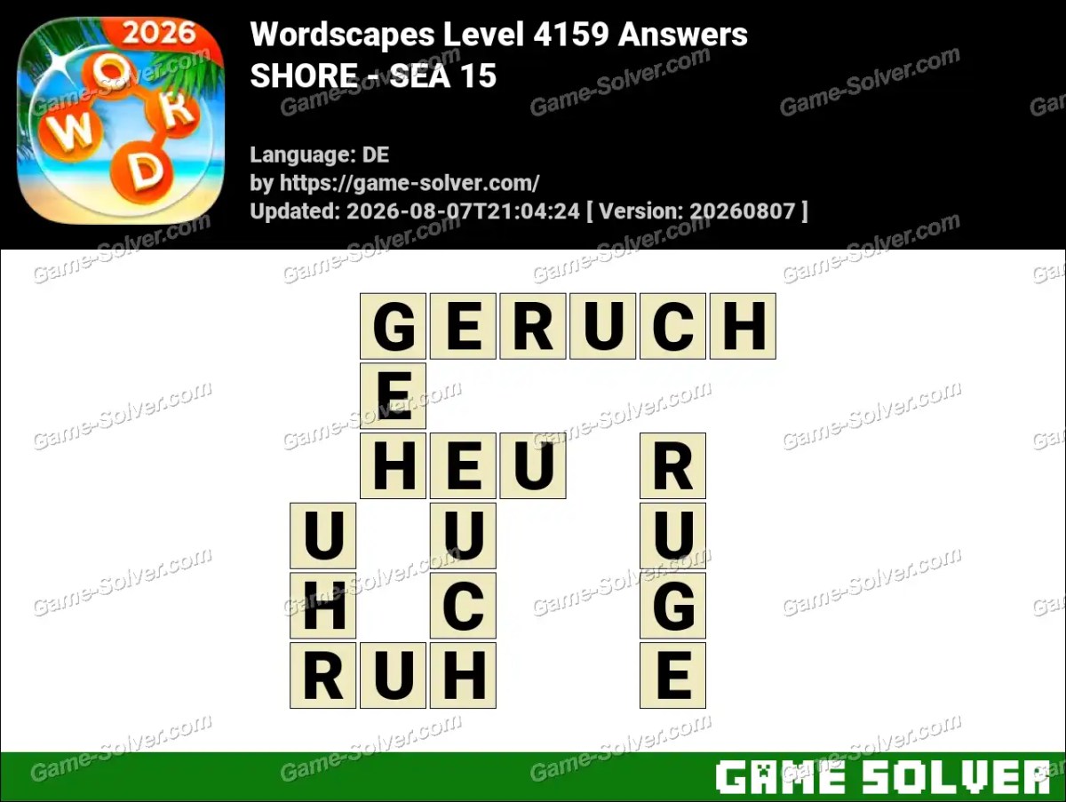 Wordscapes Deutsche Level 4159 Answers — SHORE - SEA 15