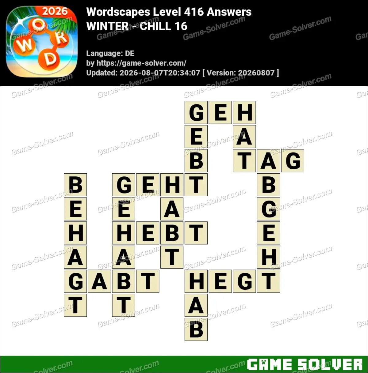 Wordscapes Deutsche Level 416 Answers — WINTER - CHILL 16 Wordscapes Deutsche Level 416 Answers — WINTER - CHILL 16