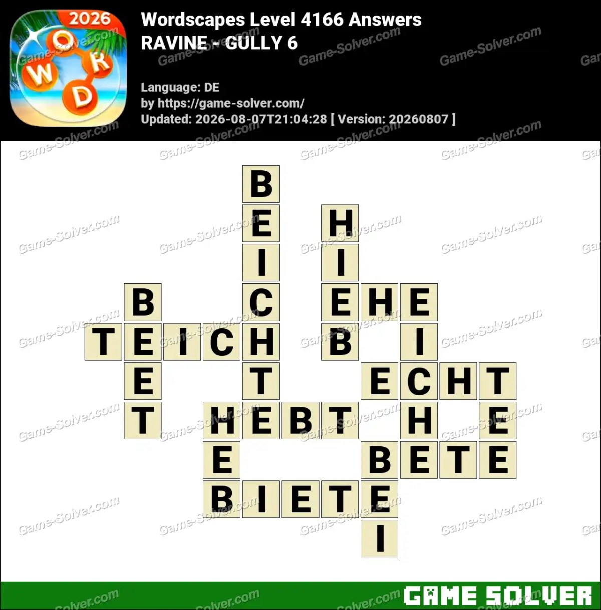 Wordscapes Deutsche Level 4166 Answers — RAVINE - GULLY 6 Wordscapes Deutsche Level 4166 Answers — RAVINE - GULLY 6