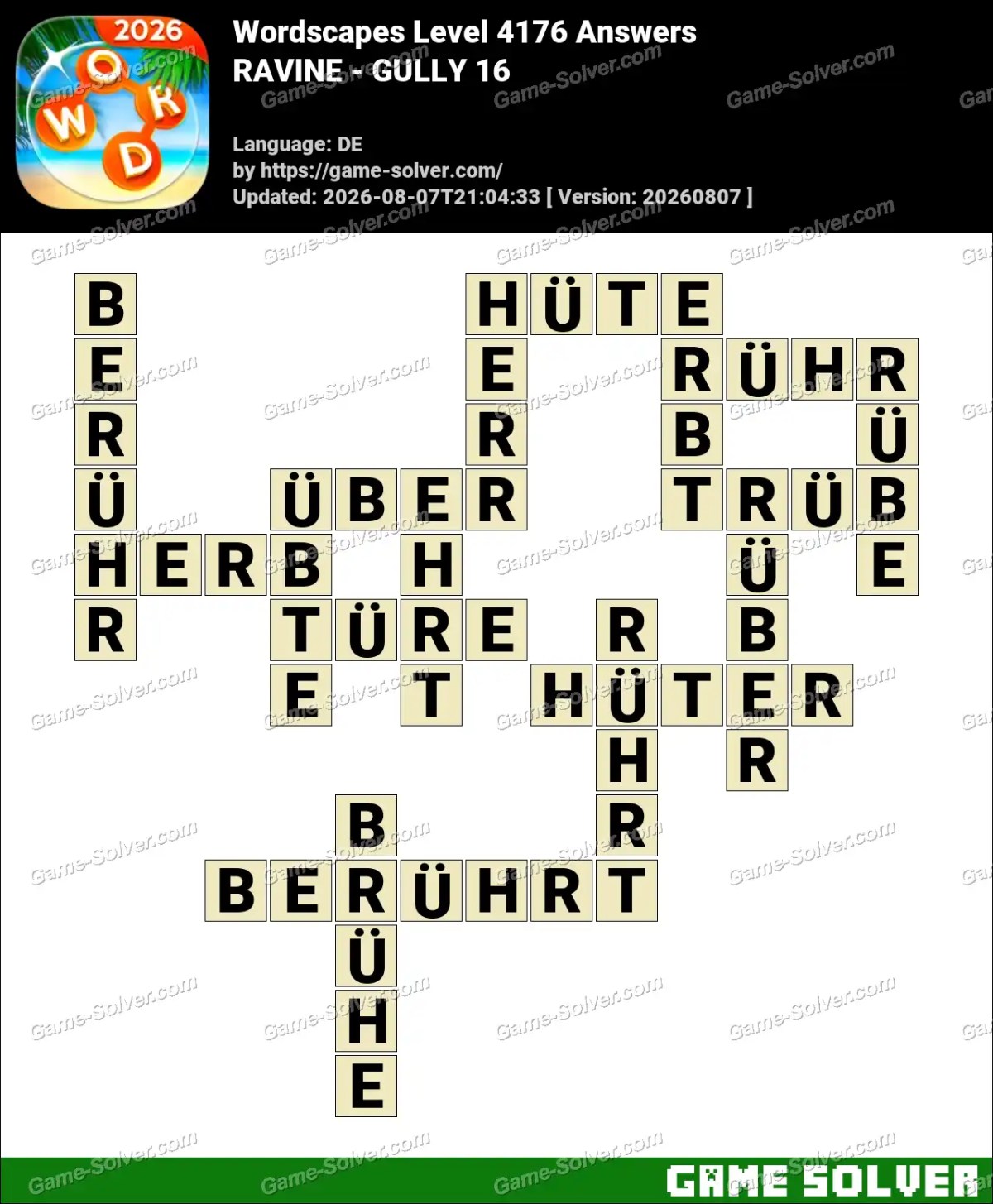 Wordscapes Deutsche Level 4176 Answers — RAVINE - GULLY 16 Wordscapes Deutsche Level 4176 Answers — RAVINE - GULLY 16