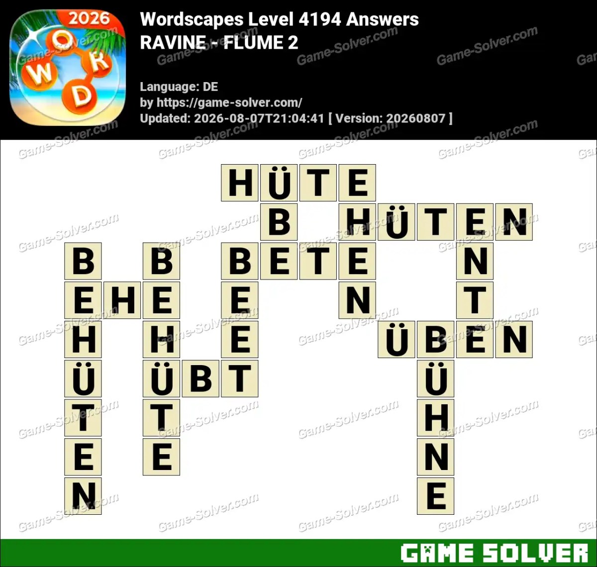 Wordscapes Deutsche Level 4194 Answers — RAVINE - FLUME 2