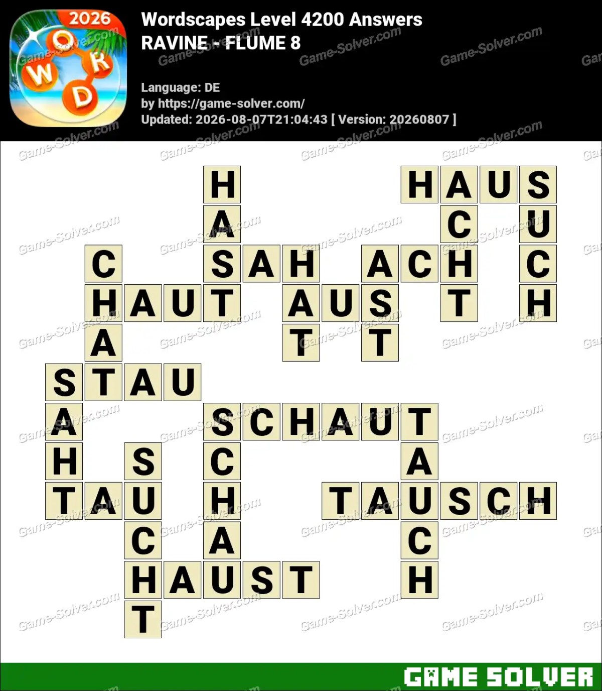 Wordscapes Deutsche Level 4200 Answers — RAVINE - FLUME 8
