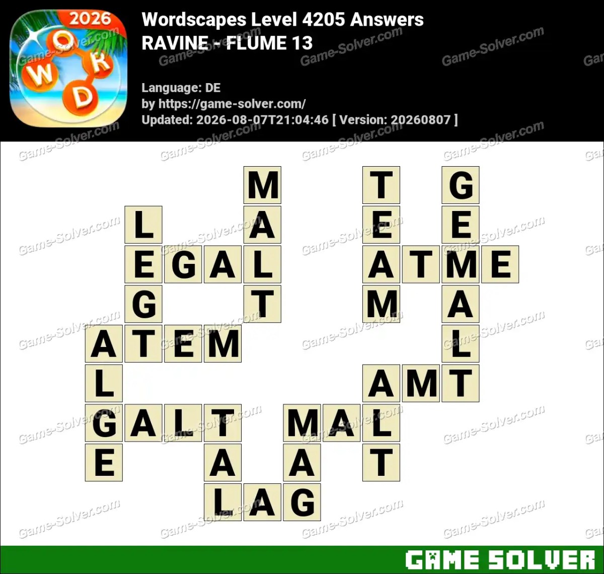 Wordscapes Deutsche Level 4205 Answers — RAVINE - FLUME 13 Wordscapes Deutsche Level 4205 Answers — RAVINE - FLUME 13