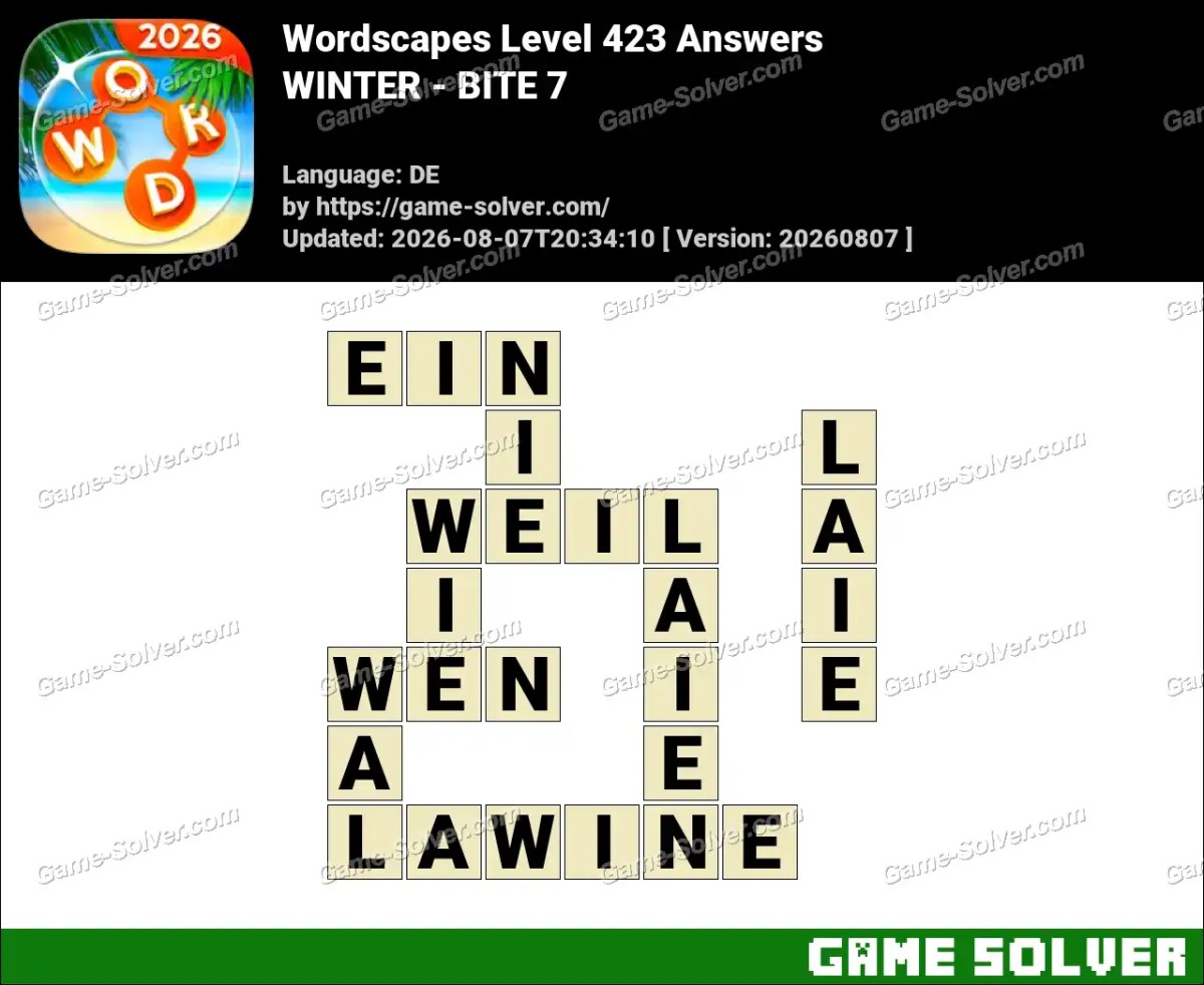 Wordscapes Deutsche Level 423 Answers — WINTER - BITE 7