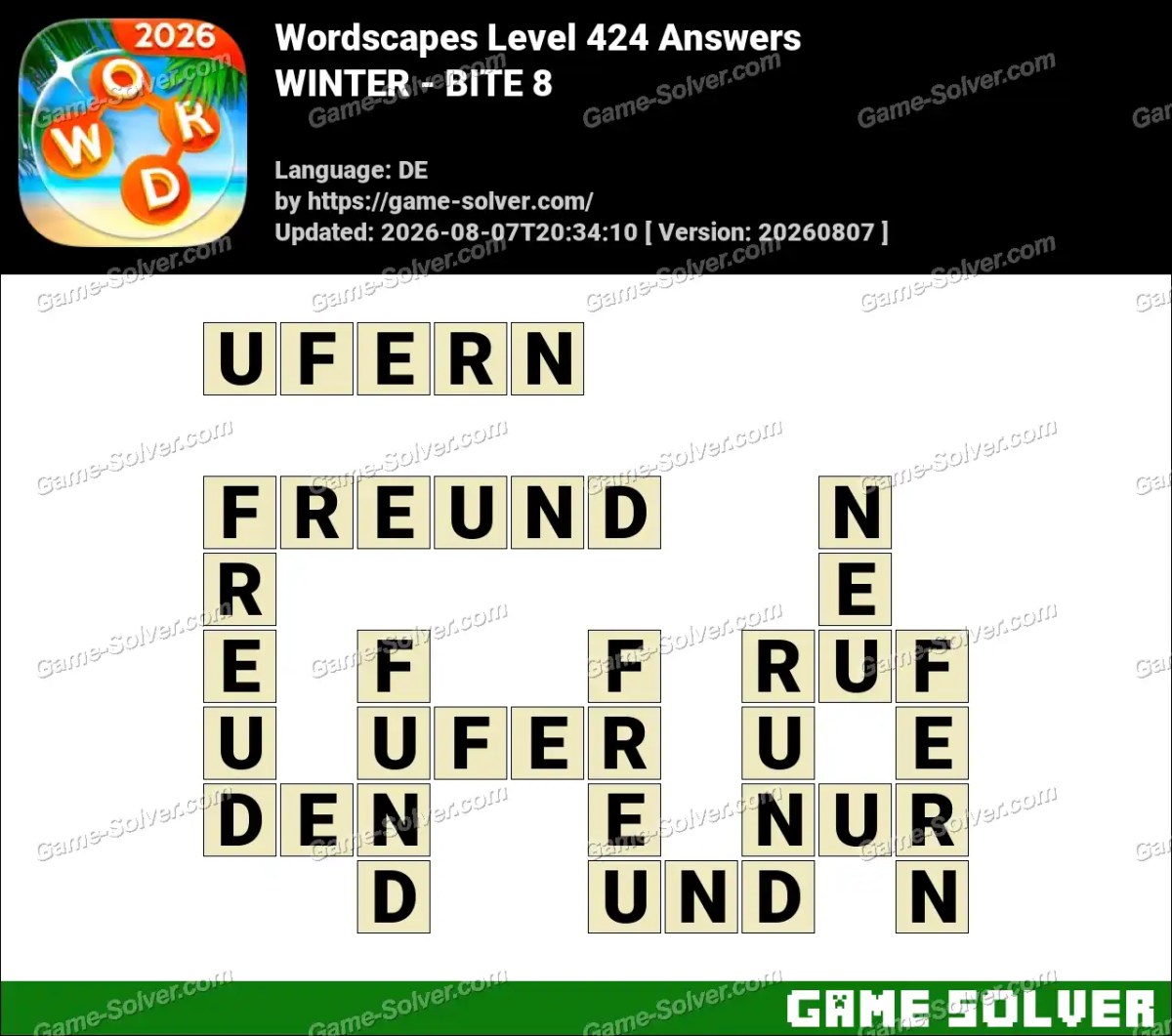 Wordscapes Deutsche Level 424 Answers — WINTER - BITE 8