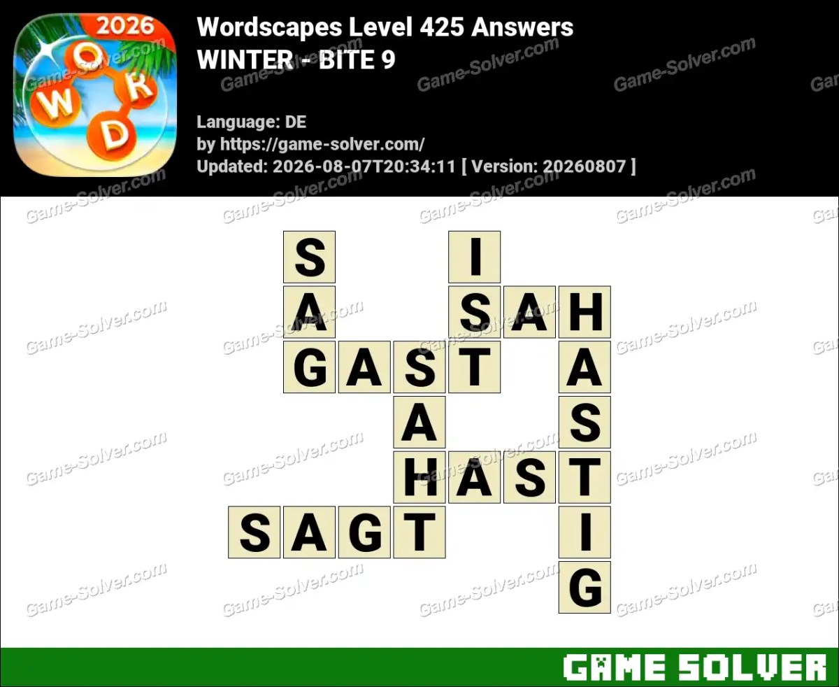 Wordscapes Deutsche Level 425 Answers — WINTER - BITE 9 Wordscapes Deutsche Level 425 Answers — WINTER - BITE 9