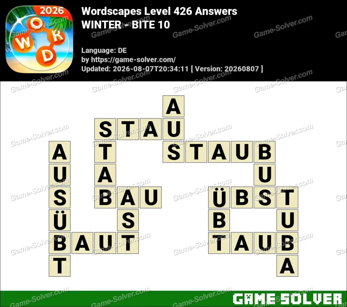 Wordscapes Deutsche Level 426 Answers — WINTER - BITE 10 Wordscapes Deutsche Level 426 Answers — WINTER - BITE 10