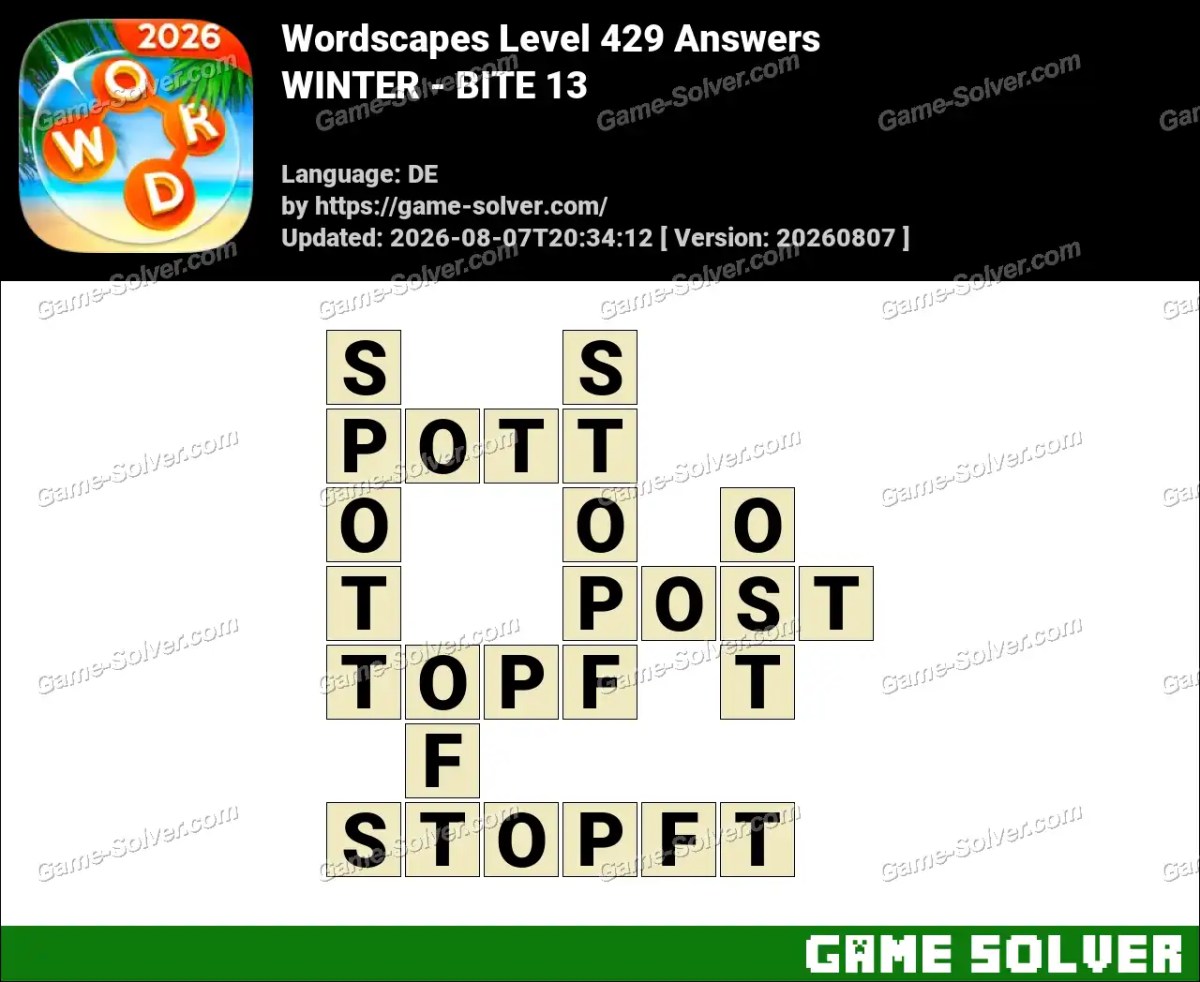 Wordscapes Deutsche Level 429 Answers — WINTER - BITE 13 Wordscapes Deutsche Level 429 Answers — WINTER - BITE 13