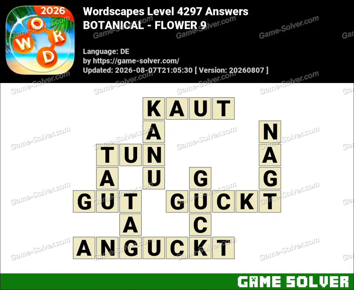 Wordscapes Deutsche Level 4297 Answers — BOTANICAL - FLOWER 9