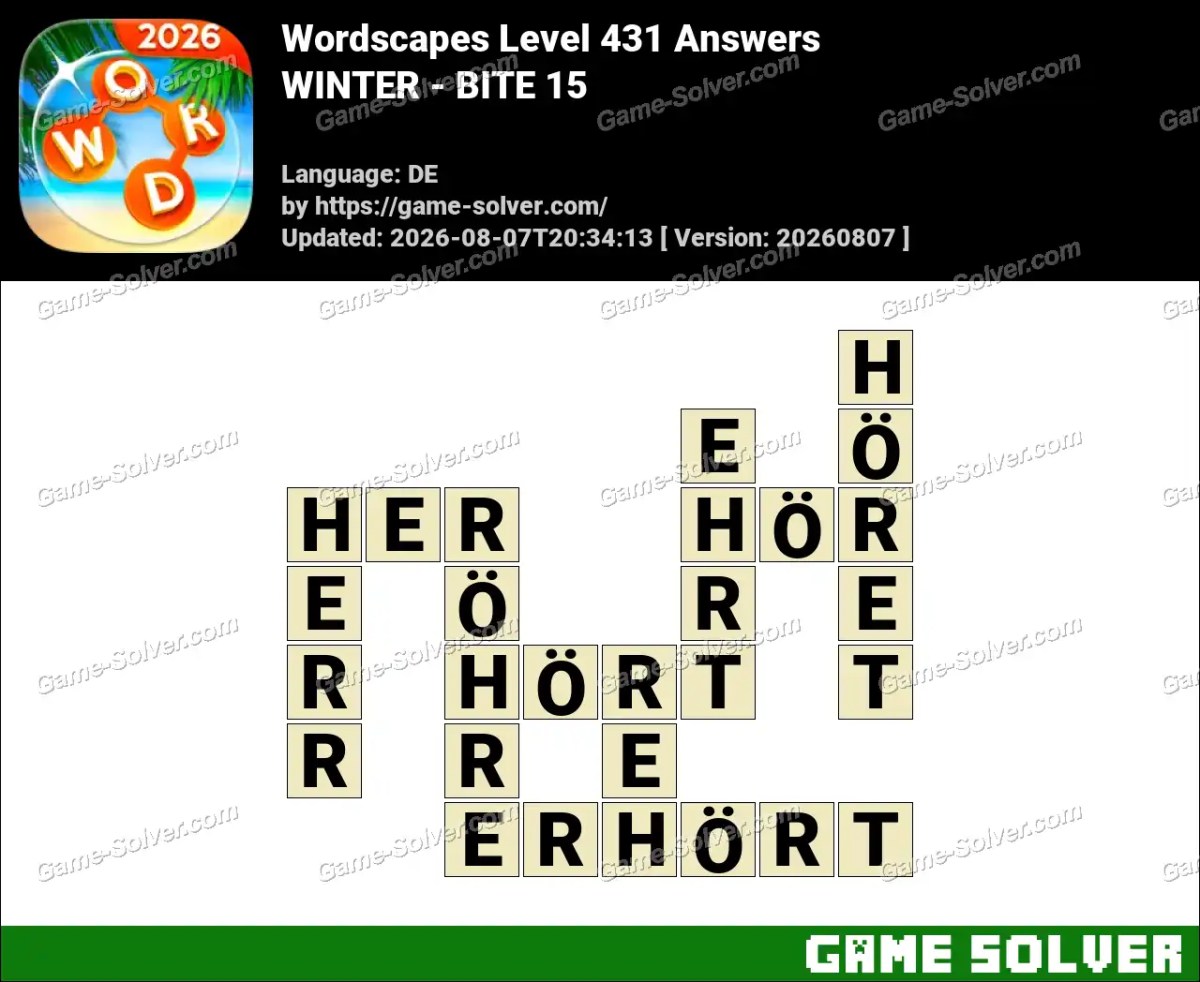 Wordscapes Deutsche Level 431 Answers — WINTER - BITE 15 Wordscapes Deutsche Level 431 Answers — WINTER - BITE 15