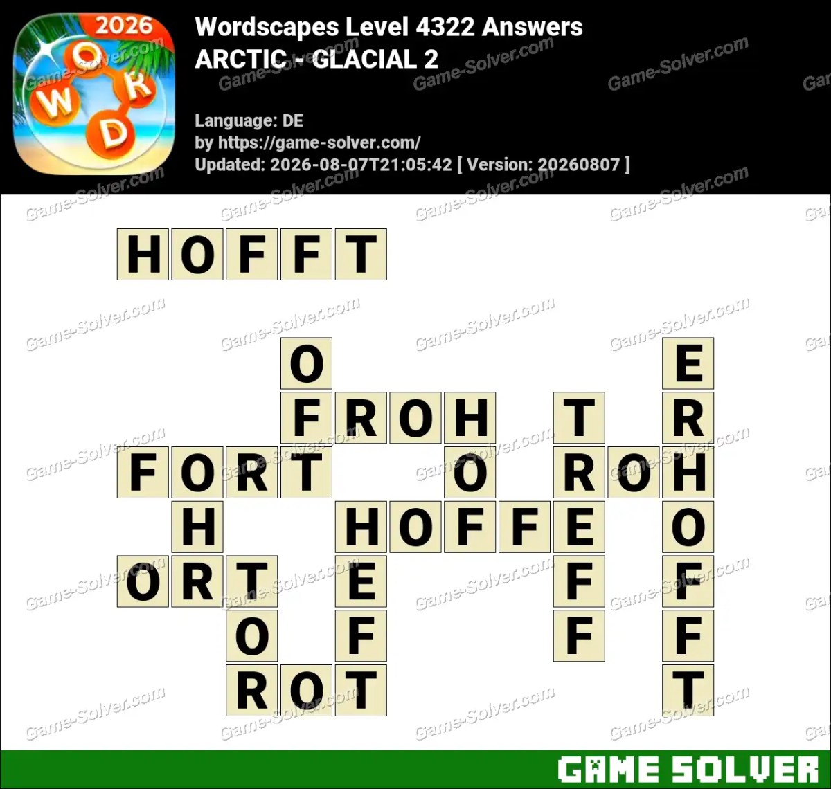 Wordscapes Deutsche Level 4322 Answers — ARCTIC - GLACIAL 2