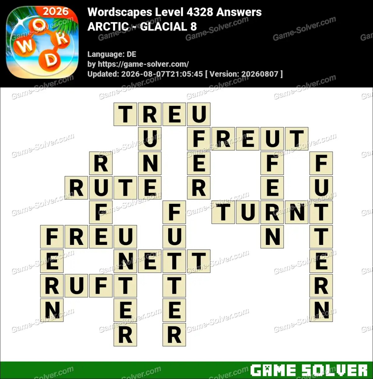 Wordscapes Deutsche Level 4328 Answers — ARCTIC - GLACIAL 8