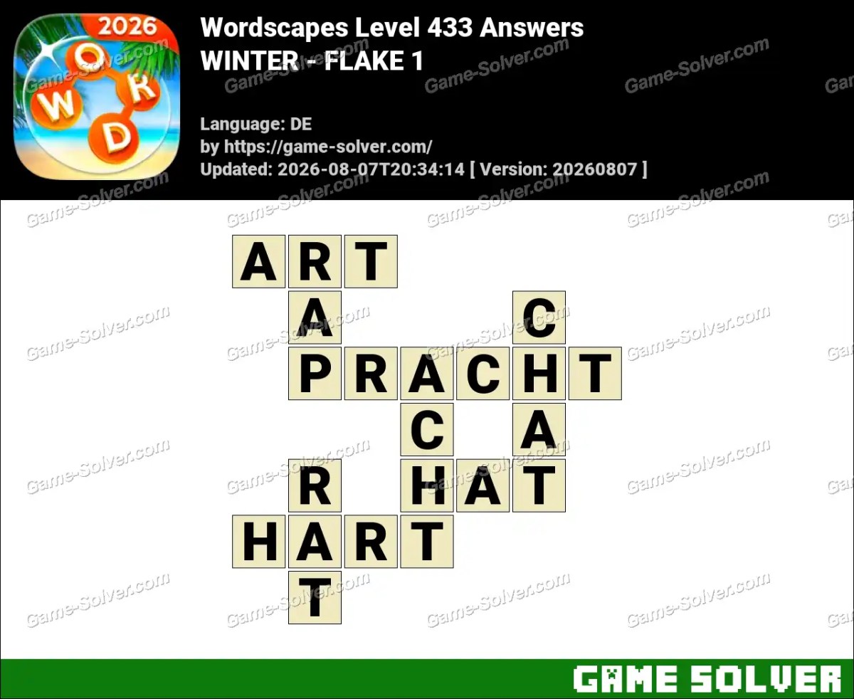 Wordscapes Deutsche Level 433 Answers — WINTER - FLAKE 1 Wordscapes Deutsche Level 433 Answers — WINTER - FLAKE 1