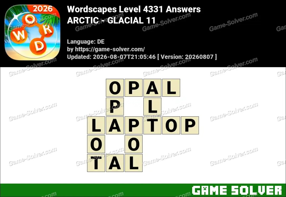 Wordscapes Deutsche Level 4331 Answers — ARCTIC - GLACIAL 11 Wordscapes Deutsche Level 4331 Answers — ARCTIC - GLACIAL 11
