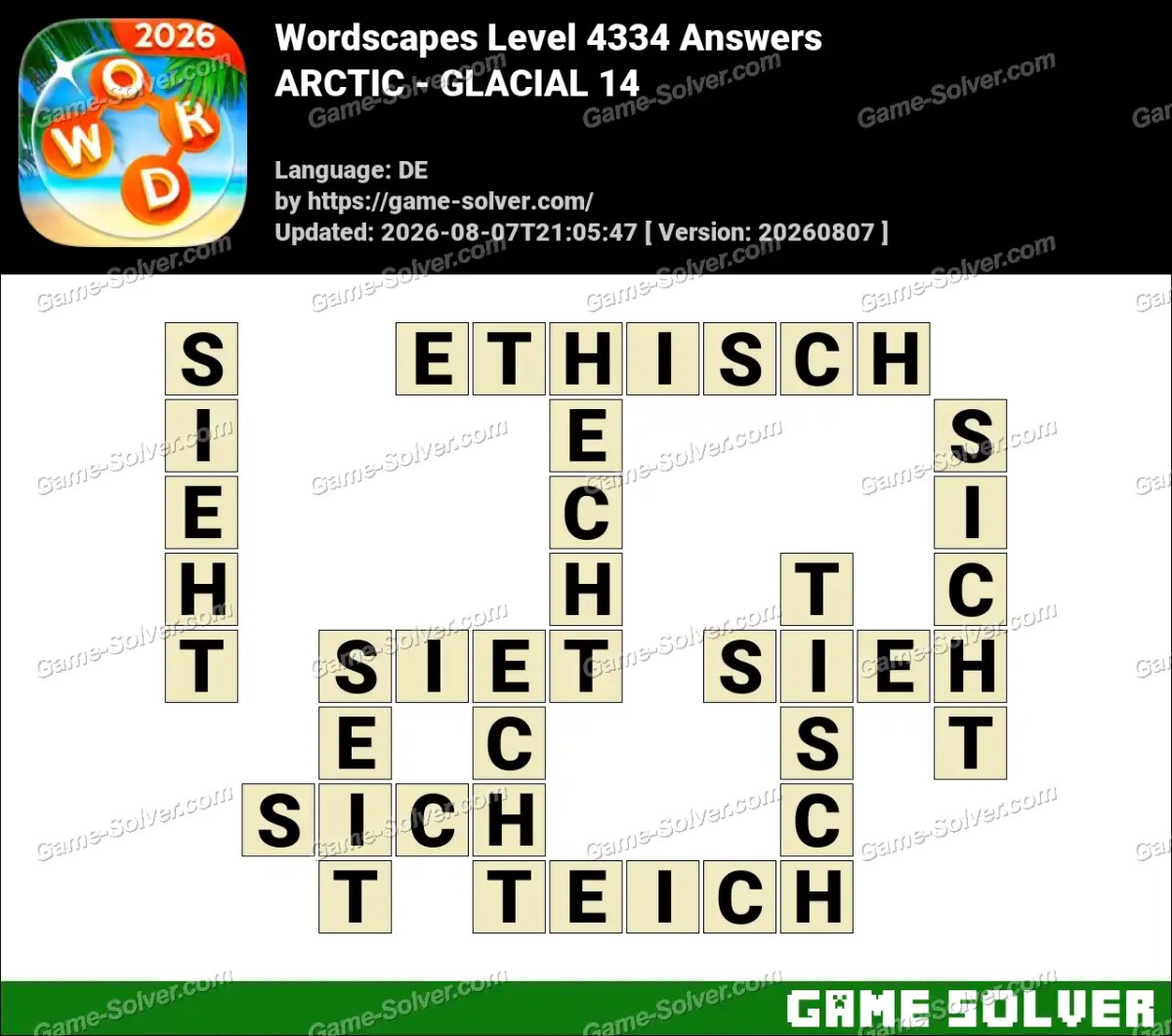 Wordscapes Deutsche Level 4334 Answers — ARCTIC - GLACIAL 14 Wordscapes Deutsche Level 4334 Answers — ARCTIC - GLACIAL 14