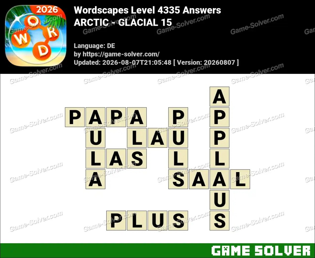 Wordscapes Deutsche Level 4335 Answers — ARCTIC - GLACIAL 15