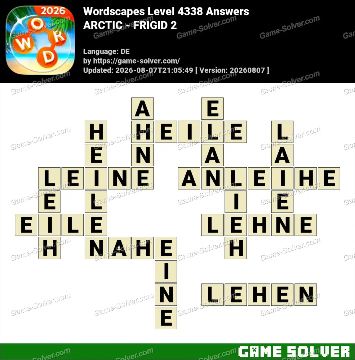 Wordscapes Deutsche Level 4338 Answers — ARCTIC - FRIGID 2 Wordscapes Deutsche Level 4338 Answers — ARCTIC - FRIGID 2