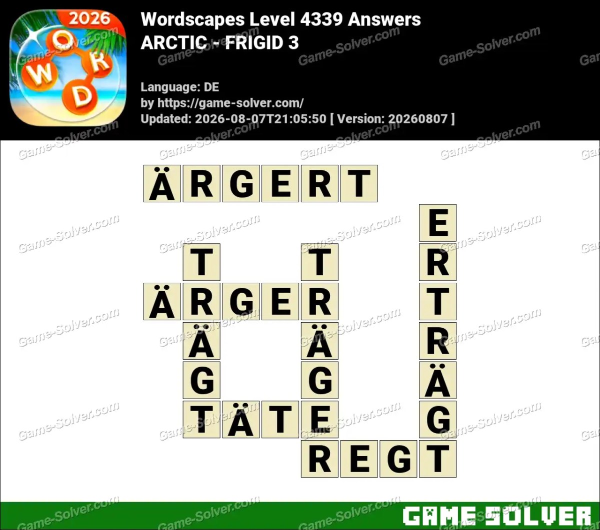 Wordscapes Deutsche Level 4339 Answers — ARCTIC - FRIGID 3 Wordscapes Deutsche Level 4339 Answers — ARCTIC - FRIGID 3