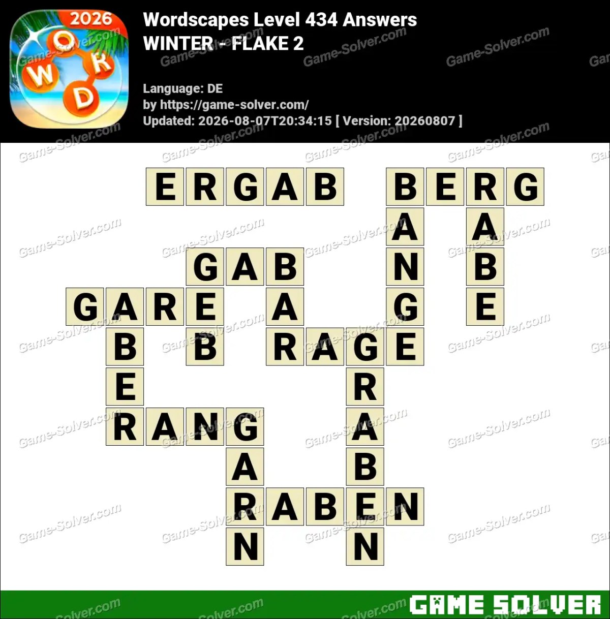 Wordscapes Deutsche Level 434 Answers — WINTER - FLAKE 2 Wordscapes Deutsche Level 434 Answers — WINTER - FLAKE 2